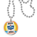 Round Mardi Gras Beads with Decal on Disk - Silver